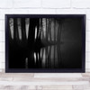 Night Water Trees Reflection Landscape Lake Black White Wall Art Print