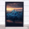 Iceland Clacier Snow Ice Lake Lagoon Golden Sunrise Reflection Wall Art Print