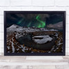 Iceland River Stream Landscape Snow Winter Sky Aurora Borealis Wall Art Print