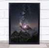 Mountain Milkyway Stars Night Cold Clouds Landscape Snow Milky Wall Art Print