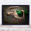 Portrait Face Water Woman Girl Floating Flowers Swimming Dress Wall Art Print