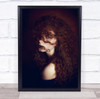 Portrait Hair Curls Curly Brunette Face Girl Model Woman Brown Wall Art Print