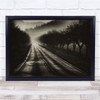 Road Fog Mist Sepia Monocolour Toned Trees Way Landscape Empty Wall Art Print