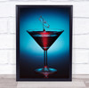 Still Life Martini Drink Glass Red Splash Drop Liquid Cocktail Wall Art Print