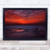 Sunset Fisherman Fishing Person Landscape Silhouette Painterly Wall Art Print