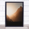 Sunset Haze Mountains Sepia Brown Layers Mountain Cliff Cliffs Wall Art Print