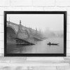 Fisherman Monochrome Old Town Bridge Wall Art Print