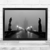 Prague Bridge Foggy Mist Haze Street Wall Art Print