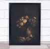 Vase Flowers Vintage Dark Still-Life Wall Art Print