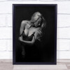 woman pose off shoulder black dress Wall Art Print