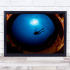 Scuba Diver circular ocean up shot Wall Art Print