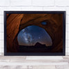 Milky way starry night rock cave Wall Art Print