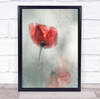 red flower reflection distressed Wall Art Print