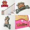 Pawprint Bone Dog Lead Holder Personalised Leash Hanger Double Hook Any Colour