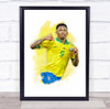 Footballer Gabriel Jesus Brazil Football Player Watercolour Wall Art Print