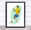 Footballer Thiago Silva Brazil Football Player Watercolour Wall Art Print