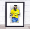 Footballer Vinicius Jr Brazil Football Player Watercolour Wall Art Print
