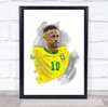 Footballer Neymar Brazil Football Player Watercolour Wall Art Print