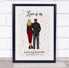 Hearts Love Is Us Romantic Gift For Him or Her Personalised Couple Print