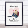 Love Is Us Pink Heart Romantic Gift For Him or Her Personalised Couple Print