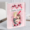 Pink Heart Roses Romantic Gift For Him or Her Personalised Couple Acrylic Block