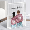 Cuddling Couple Gift For Him or Her Personalised Couple Clear Acrylic Block