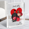 Heart PS I Love You Gift For Him or Her Personalised Couple Clear Acrylic Block