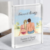 Tropical Beach Gift For Him or Her Personalised Couple Clear Acrylic Block