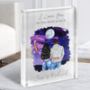 Moon & Back Romantic Gift For Him or Her Personalised Couple Clear Acrylic Block