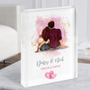 Pink Wash Hearts Romantic Gift For Him or Her Personalised Couple Acrylic Block