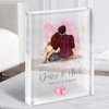Pink Wash Hearts Gift For Him or Her Personalised Couple Clear Acrylic Block