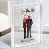 You & Me Watercolour Gift For Him or Her Personalised Couple Clear Acrylic Block