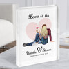 Love Is Us Pink Heart Gift For Him or Her Personalised Couple Acrylic Block