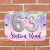 Wisteria Flower Purple 3D Acrylic House Address Sign Door Number Plaque