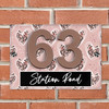 Dusky Pink Leopard Print Hearts 3D Acrylic House Address Sign Door Number Plaque