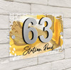 Marble Abstract Gold 3D Acrylic House Address Sign Door Number Plaque