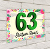 Vibrant Floral Border 3D Acrylic House Address Sign Door Number Plaque