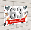 White Chickens 3D Acrylic House Address Sign Door Number Plaque