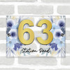 Light Blue Flowers & Stars 3D Acrylic House Address Sign Door Number Plaque