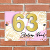 Baby Pink Gold Rose 3D Acrylic House Address Sign Door Number Plaque