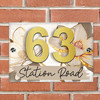 Taupe Brown Gold Floral 3D Acrylic House Address Sign Door Number Plaque