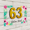 Clear Pink Floral 3D Acrylic House Address Sign Door Number Plaque