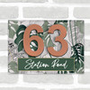Grey And Green Jungle Leaves 3D Acrylic House Address Sign Door Number Plaque
