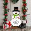 Green Scarf Personalised Snowman Decoration Family Christmas Indoor Outdoor Sign