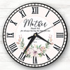 Mother Pink Watercolour Floral Mother's Day Birthday Gift Personalised Clock
