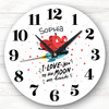 Two Love On The Rocket Anniversary Valentine's Day Gift Personalised Clock