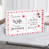 Anniversary Gift For Wife Love Postcard Personalised Acrylic Block