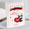 Valentine Gift For Girlfriend Cute Panda With Heart Personalised Acrylic Block