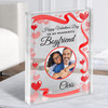 Valentine's Gift For Boyfriend Hearts Circle Photo Custom Clear Acrylic Block