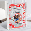 Valentine's Gift For Fiancée Hearts Circle Photo Custom Clear Acrylic Block